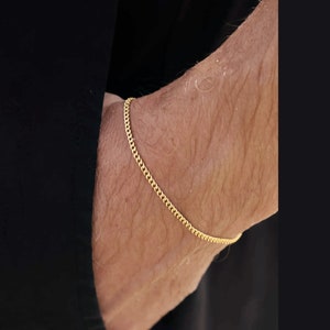 Pulseira de ouro fina corrente homens mulheres pulseira mínima presente de aço inoxidável para ele presente para seu presente minimalista pulseira de tornozelo à prova d&#39;água
