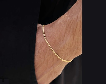 Bracelet en or mince chaîne hommes femmes bracelet Minimal cadeau en acier inoxydable pour lui cadeau pour son bracelet de cheville étanche cadeau minimaliste