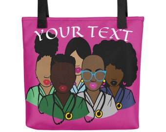 Black Nurses Tote Bag, Custom Nurse Gift, Essential Worker Appreciation Gift, Afro American Tote, Scrub Life Gifts, Black Owned Shops