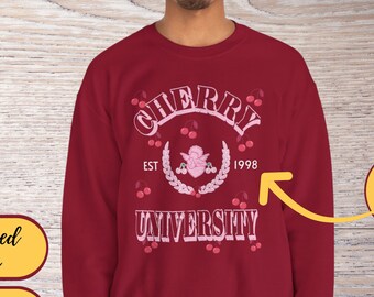 Cupid University, Cherry Valentine Shirt, Retro Valentines T-shirt, Vintage Cupid, Cherry Girl, Cherries Top, Cherry Sweatshirt