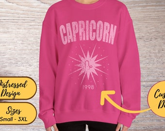 Personalizable Custom Capricorn Birthday Sweatshirt, Zodiac Sweat Shirt, Astrology Shirt Capricorn, Star Sign Gifts, Horoscope Gift