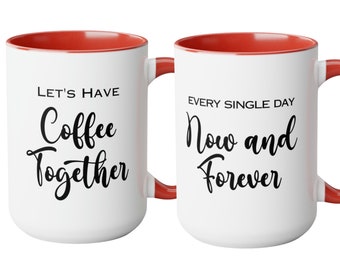 Personalized Couples Coffee Mugs, Anniversary Gift, Custom Wedding Date, Mr & Mrs Mugs for Husband and Wife Set of 2