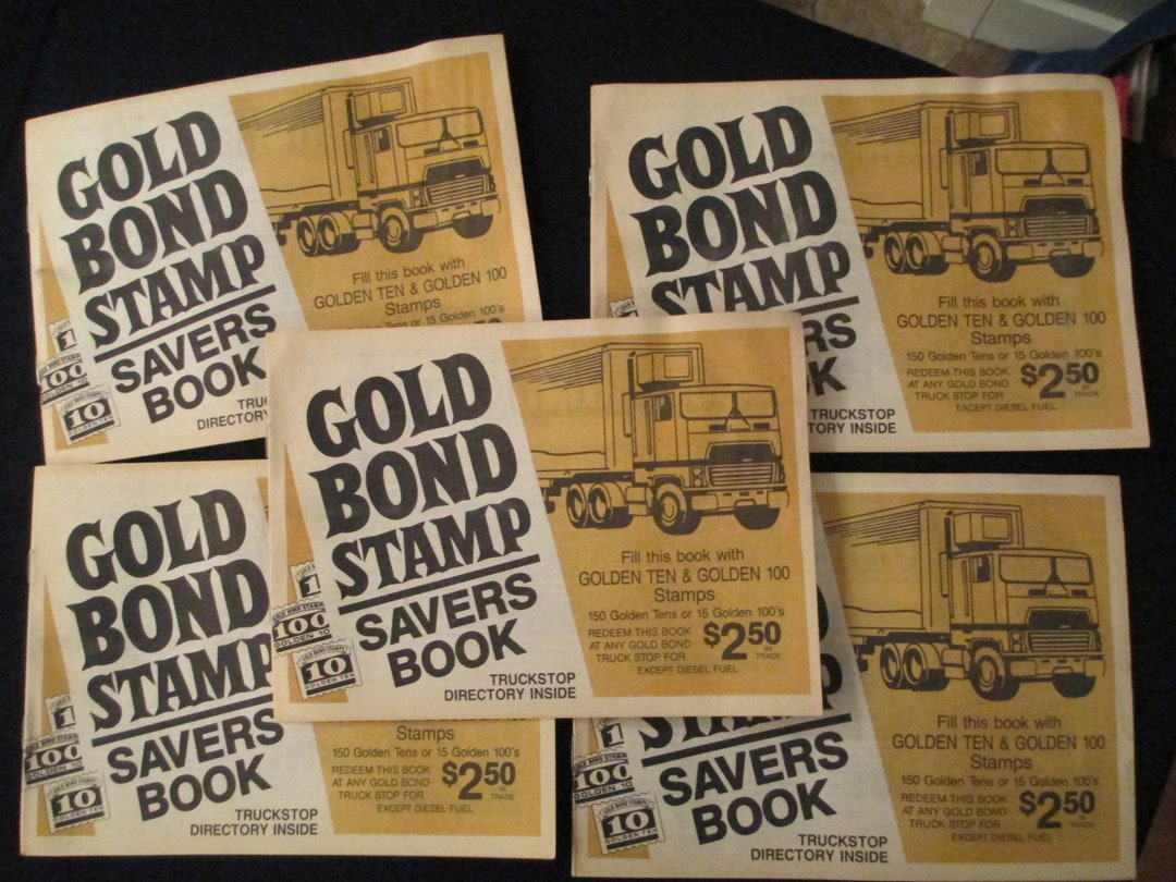 Five Unused Vintage Gold Bond Stamp Books. Gold Bond Saver Stamp Truck