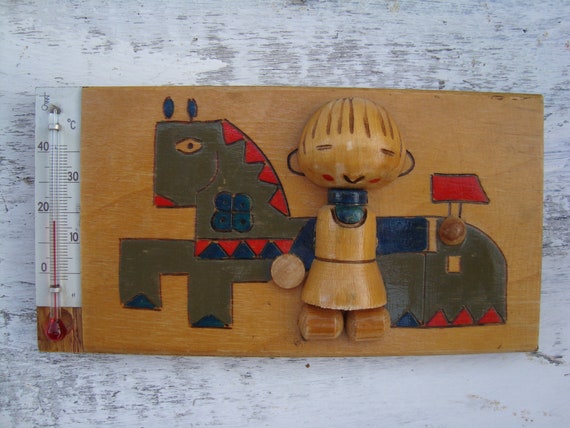 Vintage Thermometer Wooden Thermometer Nursery Room Thermometer Indoor Thermometer Wood Toy Thermometer Kids Room Thermometer