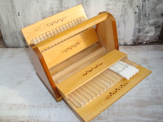 Vintage wooden cigarette box - Vintage handmade woode… - Gem
