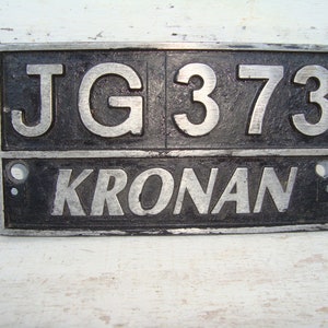 Ancienne plaque de vélo suédoise en aluminium