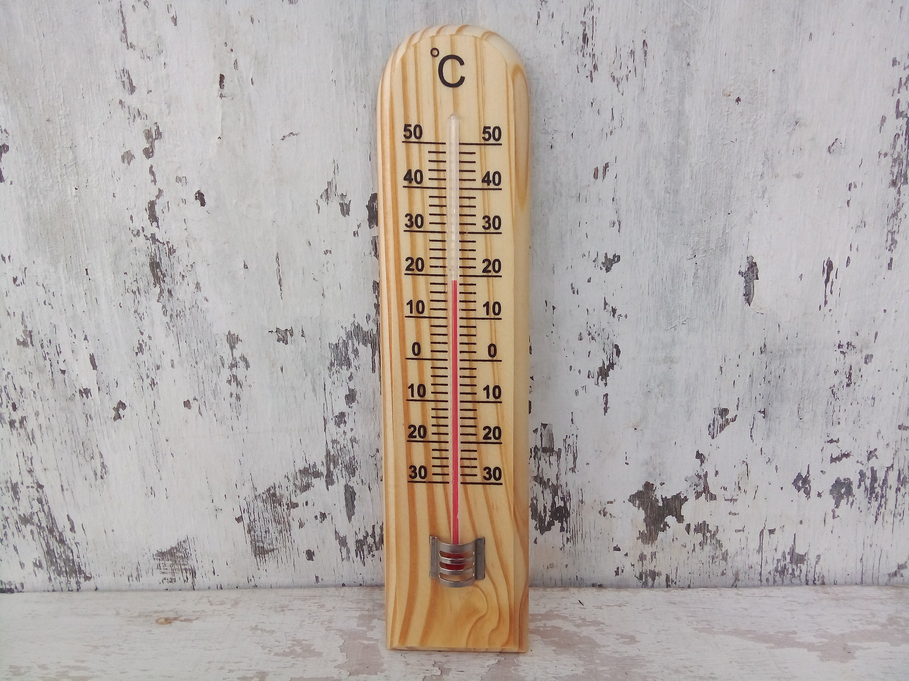 1 3 5 10 Thermometer 20cm HOLZ Holzthermometer Außenthermometer  Innenthermometer