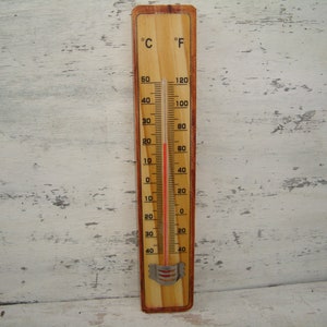 Vintage thermometer - wood old thermometer - wooden thermometer - Indoor thermometer Outdoor thermometer - Wall thermometer