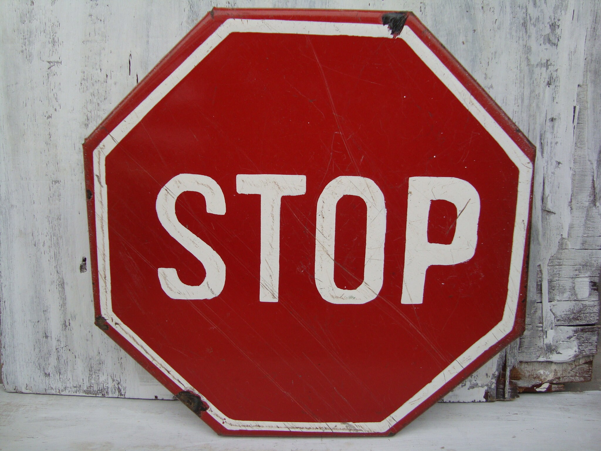 Stop Sign ストップサイン　アメリカン　ビンテージ Vintage Mini Size Educational Enameled Sign Stop Works Bright Red