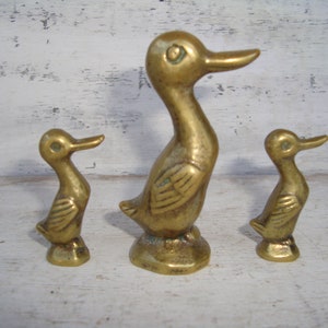 Vintage ,Brass Animal Ducks Duck ,Baby Family Figurines, Set of 3,gift