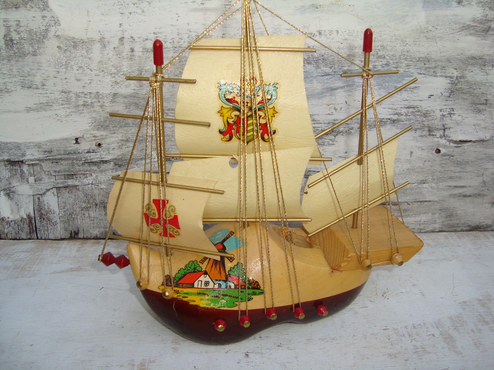 Old Wooden Model Ship - Wooden Sailing Boat Model - Ship Model ...