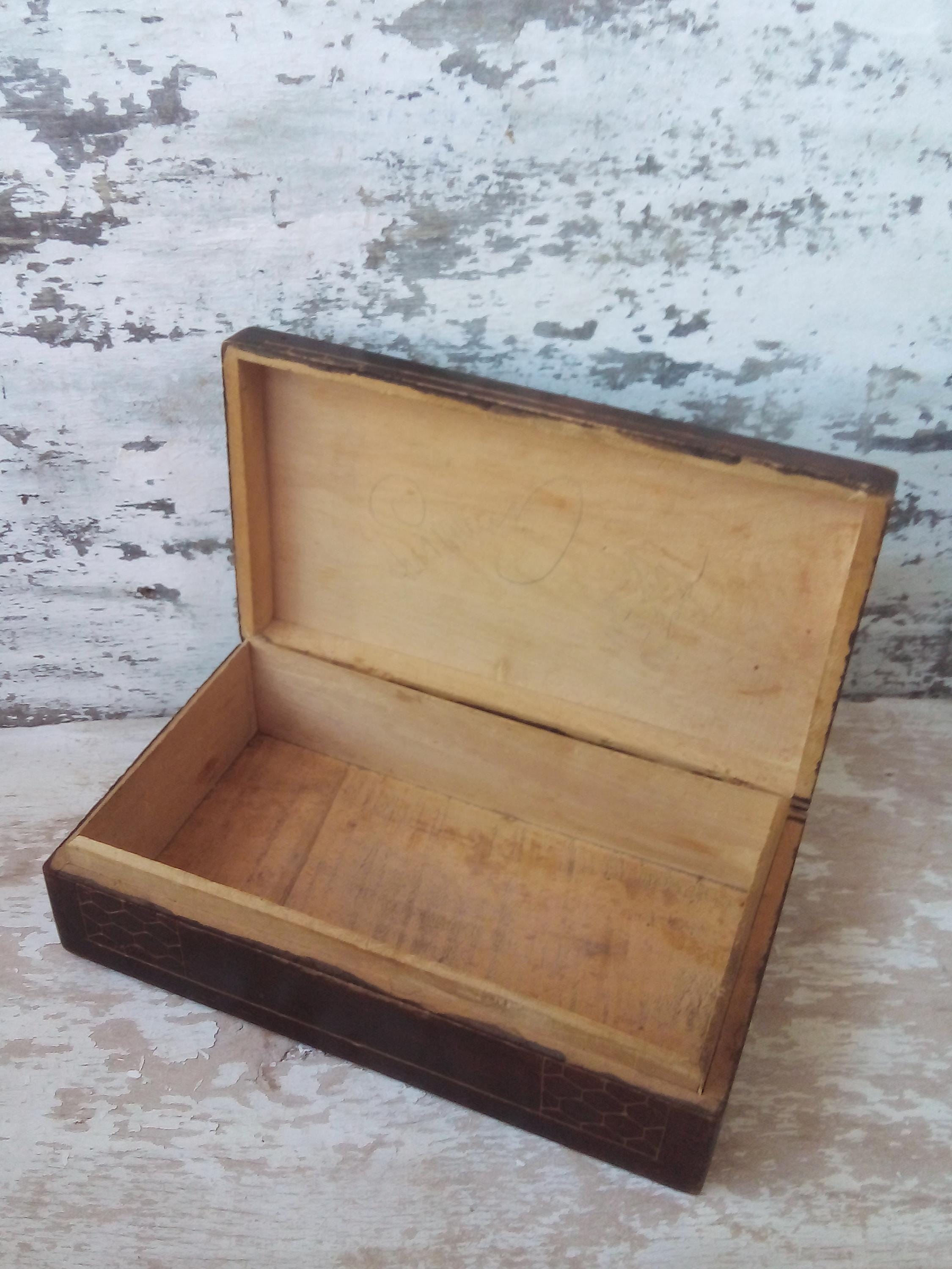手作り木箱 | ヴィンテージ彫刻木箱 | 装飾収納ボックス - Etsy 日本