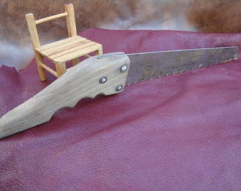 Vintage Hand Saw, Beautiful Rustic Wooden Handle Iron Saw, Primitive Garden Cutting Tool, Old Garage Repair Equipment, Cottage Decor