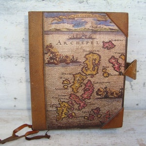 Antique wooden book cover, Antique diary, wooden diary, 1980s, vintage souvenirs, Vintage book cover, ephemeral, Souvenir book Archipel