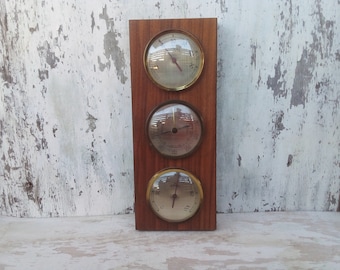 Vintage Wooden Wall Hanging Barometer, Weather Forecaster, Thermometer, Humidity Meter,  Weather Station
