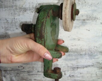 Ancien Affûteur De Banc à Manivelle - Roue De 3,5", Outil Vintage Américain (décoration)