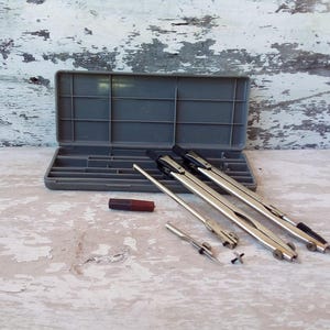 Vintage Drafting Compass Set – Complete Metal Geometry Tools in Case
