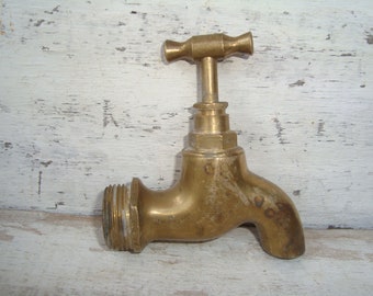 Vintage Brass Water Tap - old water tap 1960s - Vintage Brass Water - Vintage metal crane