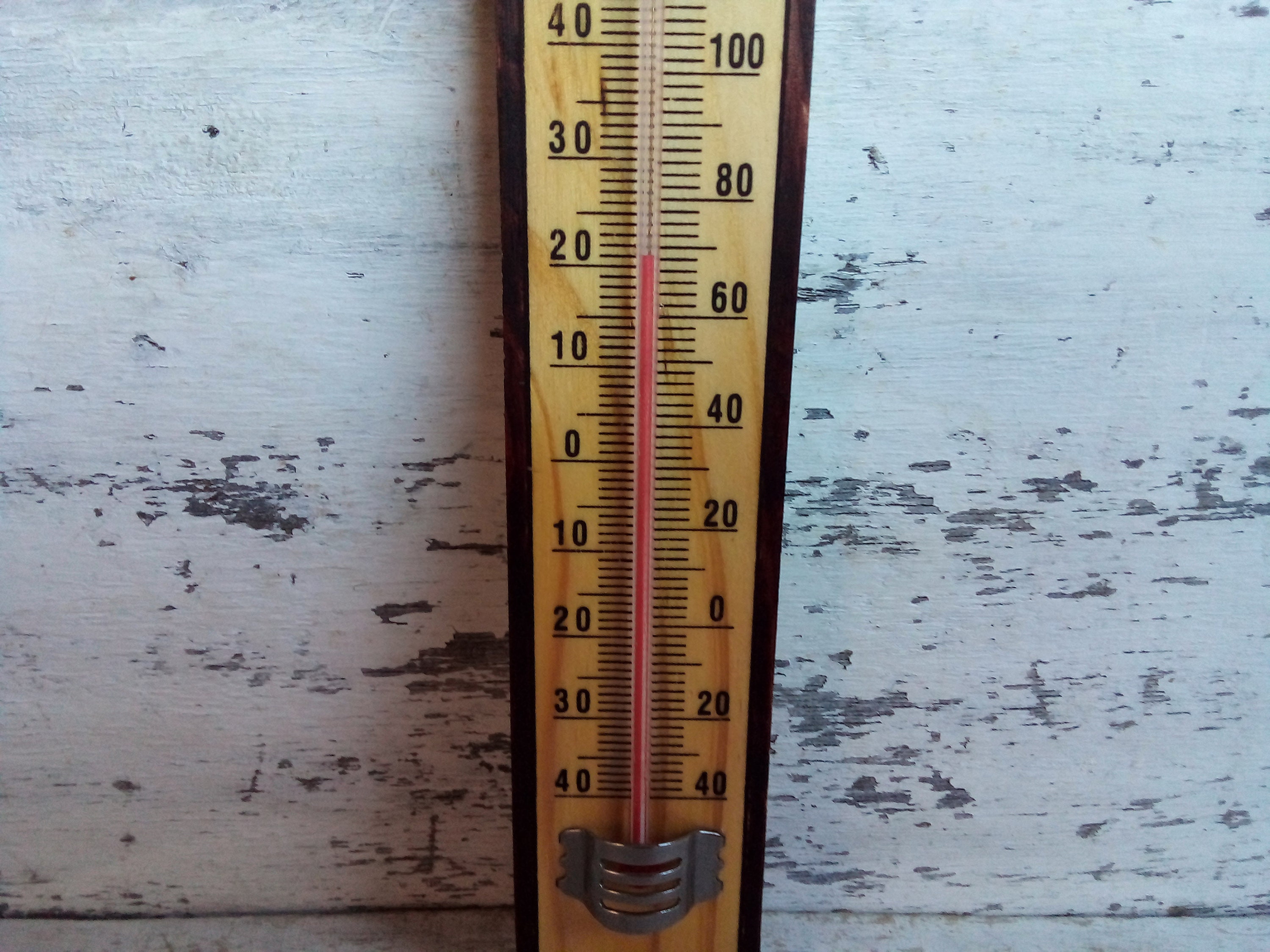 Outdoor Thermometer, Measurement is in Fahrenheit, Rustic Hickory &  Galvanized Metal Thermometer With Lichtenberg Figuring 