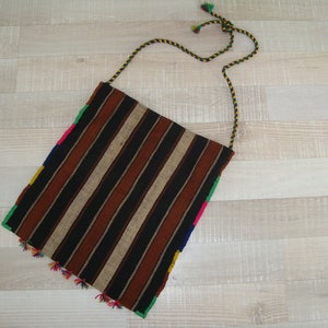 NEVER USED -  wool bag - Folk art hand woven -wool shepherd bag - Bulgarian shepherd bag-Vintage handmade wool bag