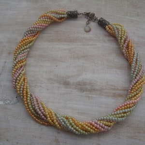 woman  Necklace -handmade necklace - small beads from the 1900s- small freshwater  beads  nice- lustre and   beads
