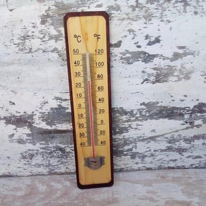 Vintage thermometer, large wall thermometer,   large wooden thermometer, Indoor thermometer,   Wall thermometer