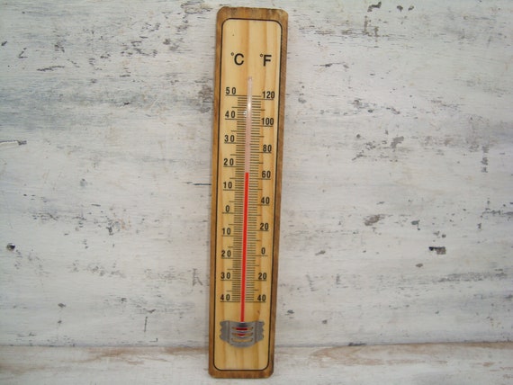 Vintage Weather Thermometer, Vintage Wall Thermometer, Wooden Body