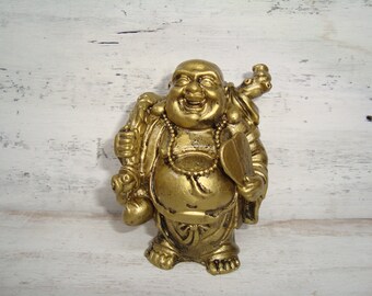 Vintage  Figure,Laughing  Statue Buddha,  Happy Buddha, Home Decor Gift, Office Desk Decor, Feng Shui Zen Buddah Sculpture Good Luck