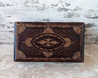 Handmade Wooden Box | Vintage Carved Wood Box | Decorative Storage Box