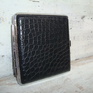 Vintage style black leather cigarette case - Cigarette Case - Double Sided Case - Accessory for Smokers - Cigarette Case -gift for smokers