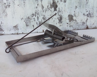 Trampa para ratones, Trampa para ratones de alambre vintage, Trampa para ratones de metal rústica primitiva, Trampa para ratas antigua, Herramienta para agarrar ratones, Decoración del hogar de estilo shabby chic, Herramienta primitiva