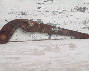 Vintage Hand Saw, Beautiful Rustic Wooden Handle Iron Saw, Primitive Garden Cutting Tool, Old Garage Repair Equipment, Cottage Decor