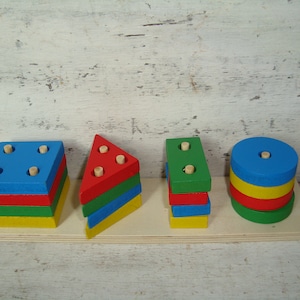 Blocs de tableau de tri géométrique Puzzle pour enfants Jouets éducatifs préscolaires en bois pour 1 - 5 ans garçons filles reconnaissance de forme