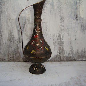 Brocca in rame, brocca in ottone massiccio in rame indiano, mini brocca in rame con design inciso - brocca in ottone rame vintage