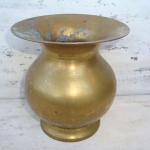 Vintage Etched Brass Vase, Boho Decor