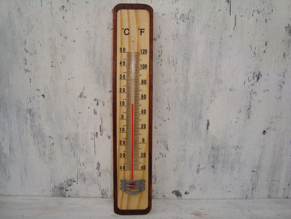 Vintage Thermometer Thermometer Wooden Thermometer Retro