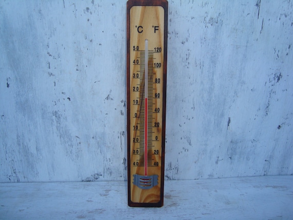 Vintage Thermometer Thermometer Wooden Thermometer Retro