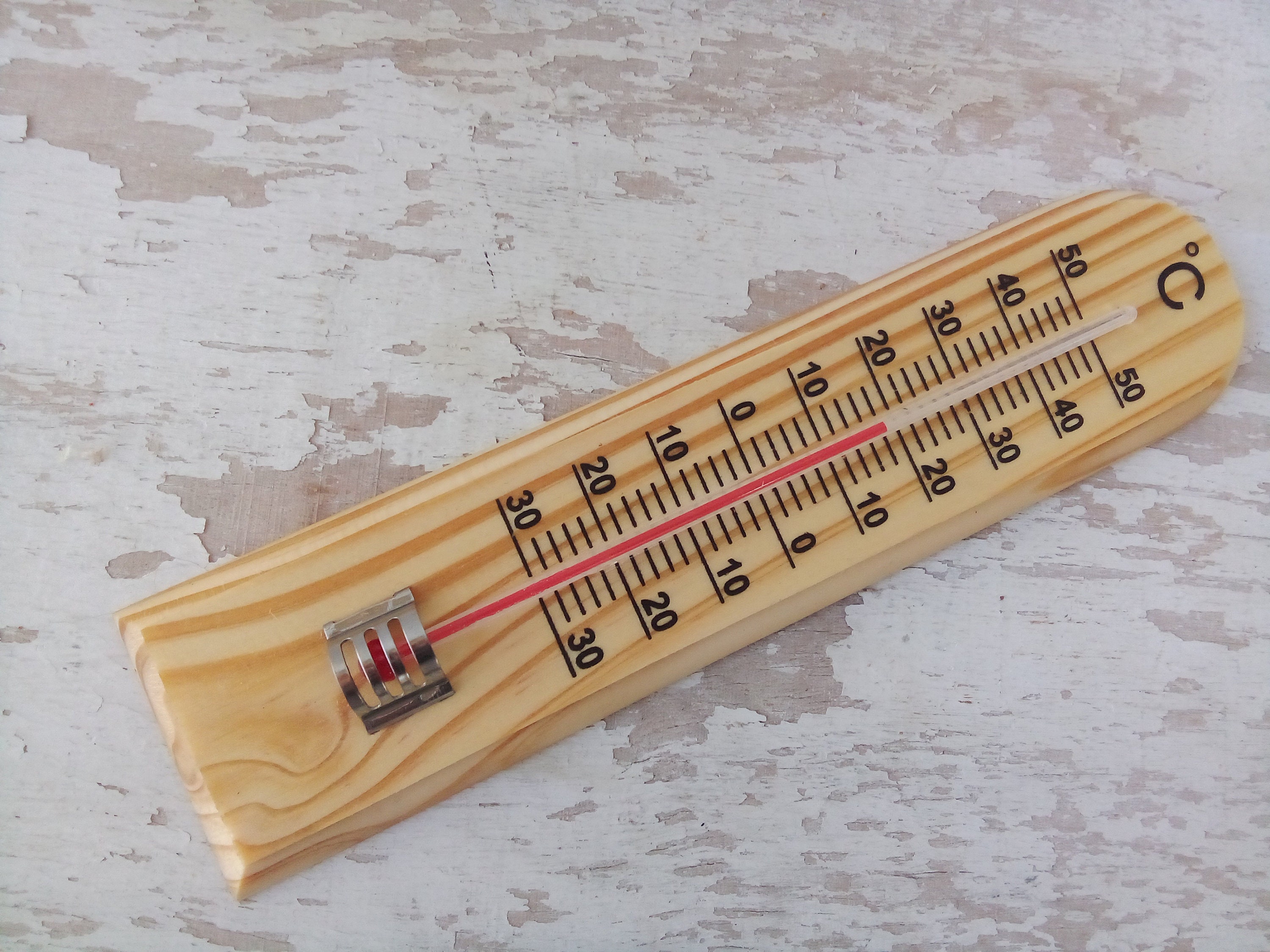 1 3 5 10 Thermometer 20cm HOLZ Holzthermometer Außenthermometer  Innenthermometer