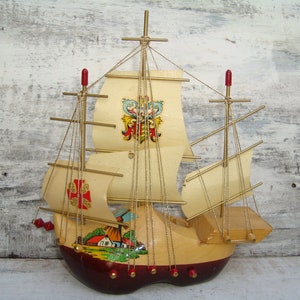 Old Wooden Model Ship - Wooden sailing boat model - Ship model - Nautical decor - Wooden sail boat - Model sailing boat - Ship wooden decor