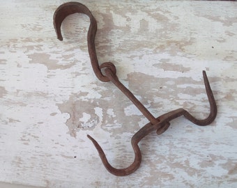 Old Hook - Hand forged Hook - Very Old Hook - Butcher Hook - Primitive Hanger - Wall Hook - Antique Decor - Distressed Hook - Iron Hook