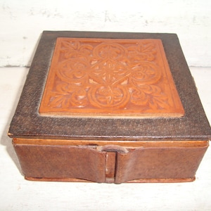 Jewelry box, Vintage box, Old jewelry box, Leather box, Leather jewelry box, Old leather box, Storage box, Trinket box, Vintage home decor