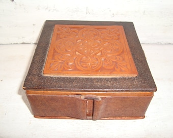 Jewelry box, Vintage box, Old jewelry box, Leather box, Leather jewelry box, Old leather box, Storage box, Trinket box, Vintage home decor