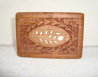 Vintage Wooden Carved box  ,Vintage wooden box , Retro,Small jewelry box ,Jewelry Box , Wooden box