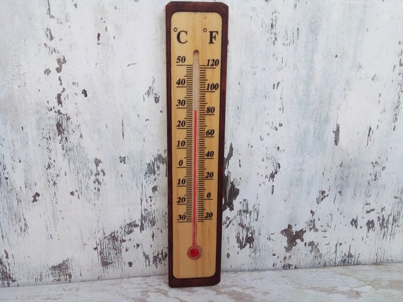 Thermomètre vintage, grand thermomètre mural, grand thermomètre en bois, thermomètre  intérieur, thermomètre mural -  France