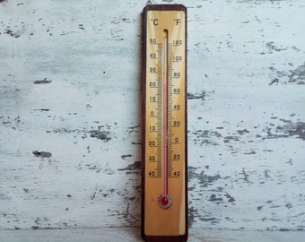 Vintage thermometer -  thermometer - wooden thermometer - Indoor thermometer Outdoor thermometer - Wall thermometer