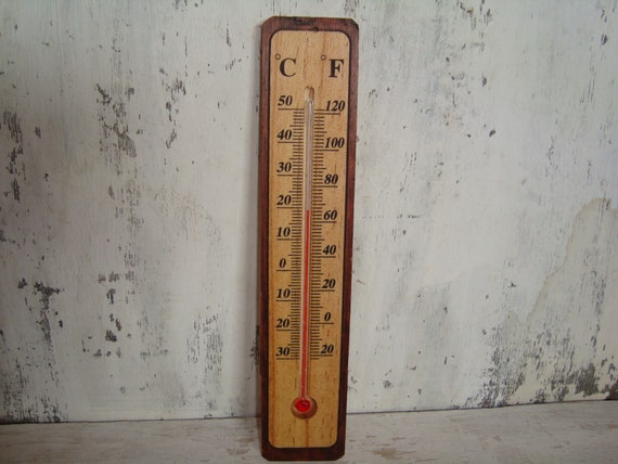 Thermomètre mural intérieur et extérieur en bois