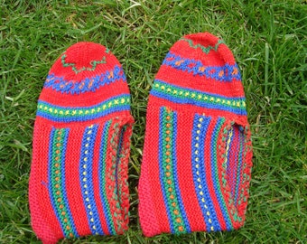 women's hand knit slipper socks, Wool socks, House shoes, House slippers, Ideal gift,  easy return.