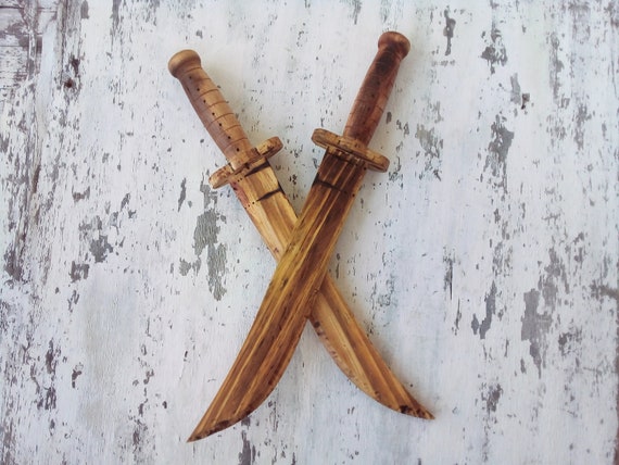 Spada Giocattolo In Legno Naturale Per Bambini - 52 Cm - Cavaliere Medievale