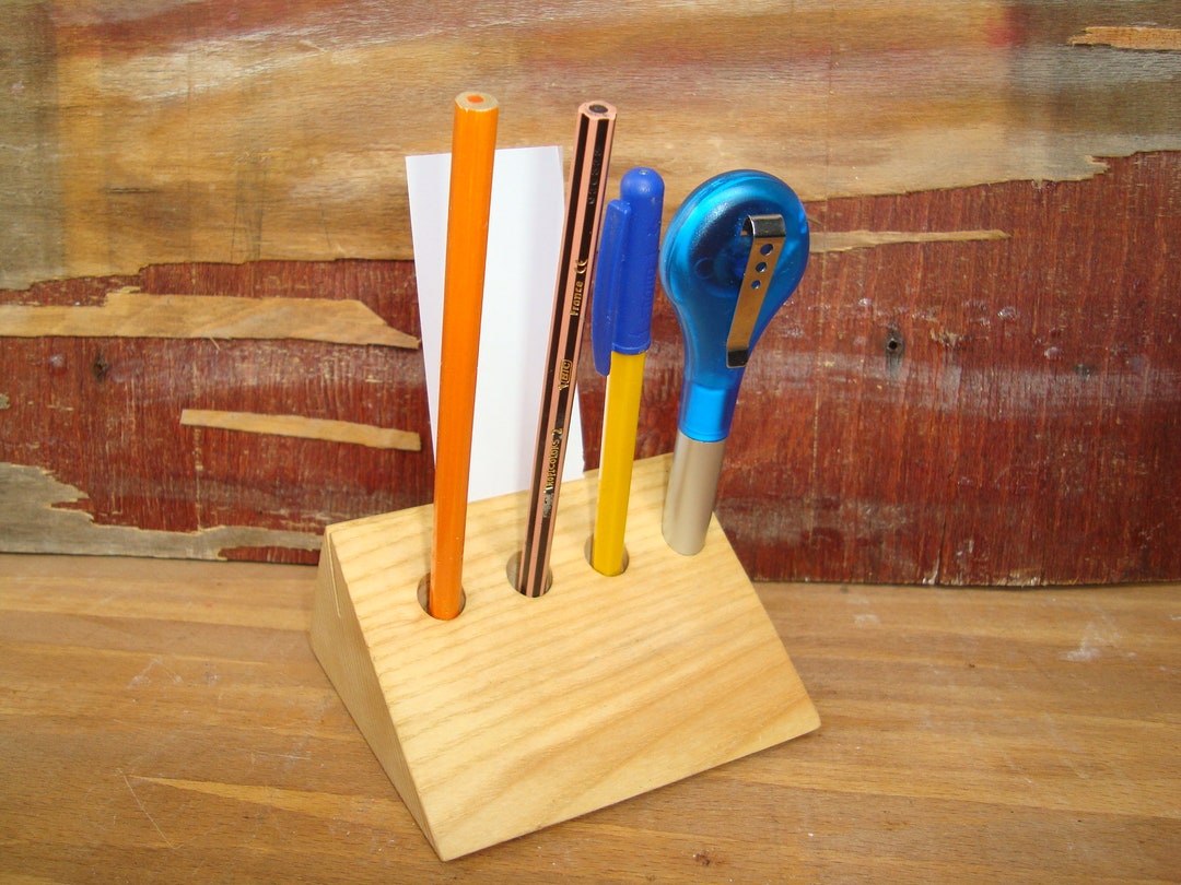Pen Holder Wood Pen Holder Wood Desk Organizer Wooden Etsy