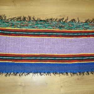 VINTAGE  Bulgarian Folk  cotton// Authentic Hand Woven Home Decor, Tribal Carpet, Ethnic Red Throw